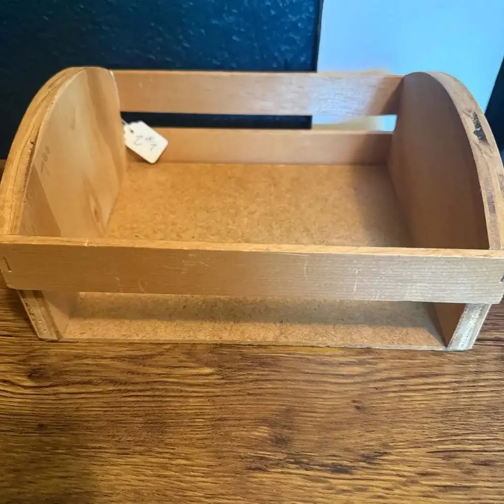 Vintage Hand-Painted Wooden Storage Crate
